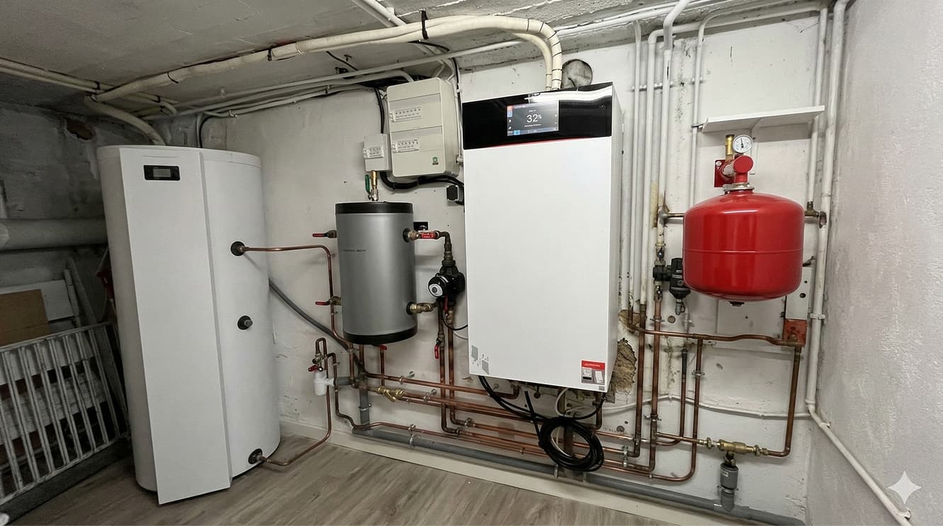 Technicien effectuant l'entretien d'une chaudière