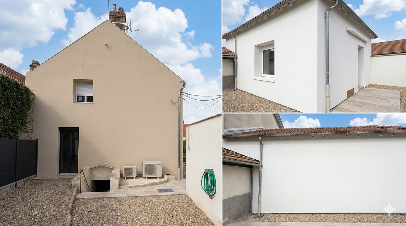 Maison avec isolation extérieure et étiquette DPE